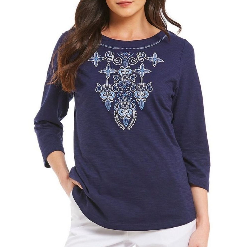 Allison Daley embroidered knit tunic